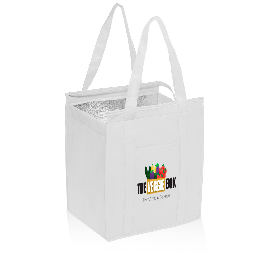 white insulated tote bag